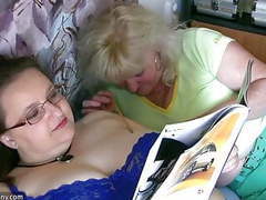 DustyPorn presents: Chubby granny and old granny masturbating on the bet hardcor