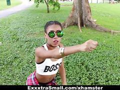 DustyPorn presents: Exxxtrasmall - cute tiny ebony bounces on big cock