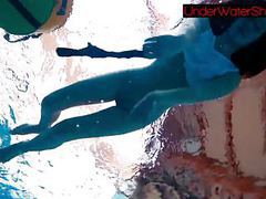 DustyPorn presents: Perfect shaved teen in the pool