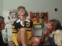 DustyPorn presents: Marilyn chambers as a cheerleader takes on 2 guys