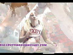 DustyPorn presents: Coco velvett blonde cheerleader femdom ballbusting blowjob