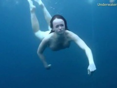 DustyPorn presents: Three ladies get naked swimming in the ocean