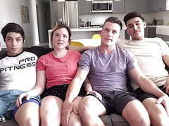 DustyPorn presents: Crazy teen 4some. ass splitting huge cock and rimming!
