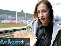 DustyPorn presents: Public agent train station smoker gets her tits out to pay