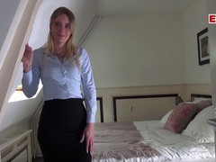 DustyPorn presents: German female real estate agent secretary in pantyhose fuck