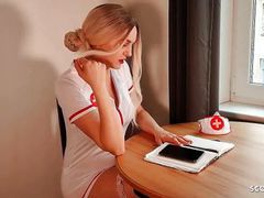 DustyPorn presents: German nurse lauren help guy with sex to get a sperm sample