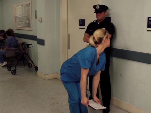 DustyPorn presents: Nurse tara lynn fox drops on her knees to give a sloppy blowjob