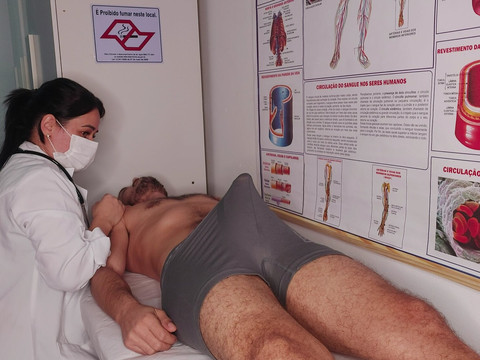 DustyPorn presents: Patient's erection right in front of the nurse