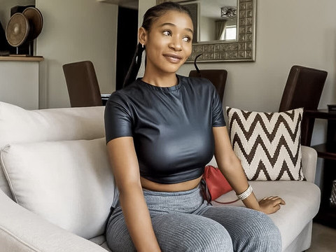 DustyPorn presents: Amateur ebony model tricked to suck white cock at couch casting call