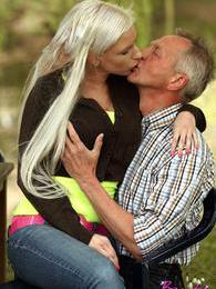 DustyPorn presents: Horny blonde teenage beauty riding an old stiff schlong