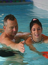 DustyPorn presents: Brunette teenage beauty fucked by a horny swim teaching paps