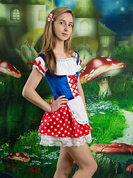 DustyPorn presents: Very hot blonde teen beauty in an adorable outfit slowly takes it off to reveal her nice and perky boobs