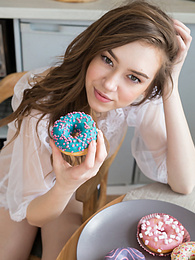 DustyPorn presents: If you are a fan of skinny girls, check out how this cute little doll poses and teases totally naked in the kitchen.