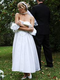 DustyPorn presents: Blonde bride Hayley Marie Coppin gets naked on a lawn while taking her vows