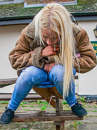 DustyPorn presents: Blond hungarian cutie Kiara Lord strips and presents her amazing boobs and ass outdoors